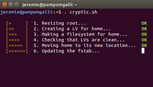 cryptic: Updating the fstab...